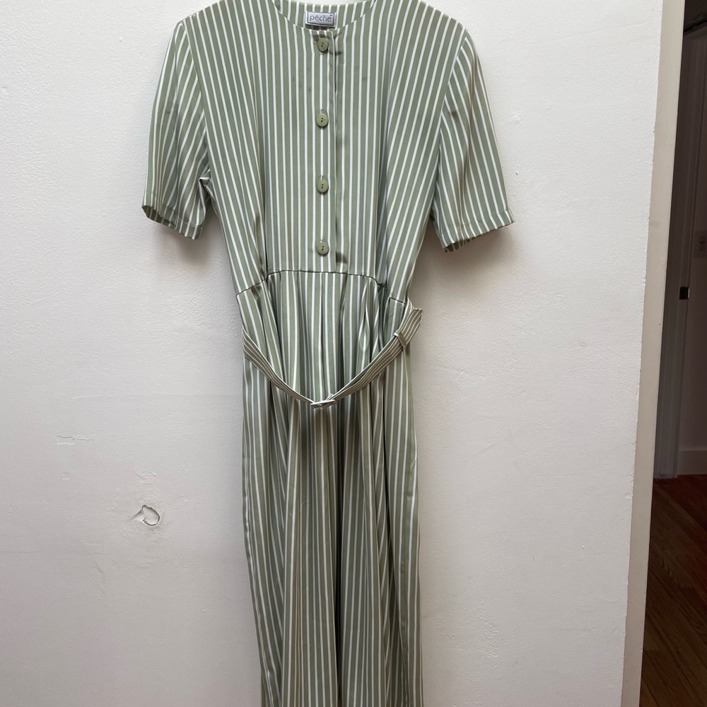 Vintage Green Striped Dress